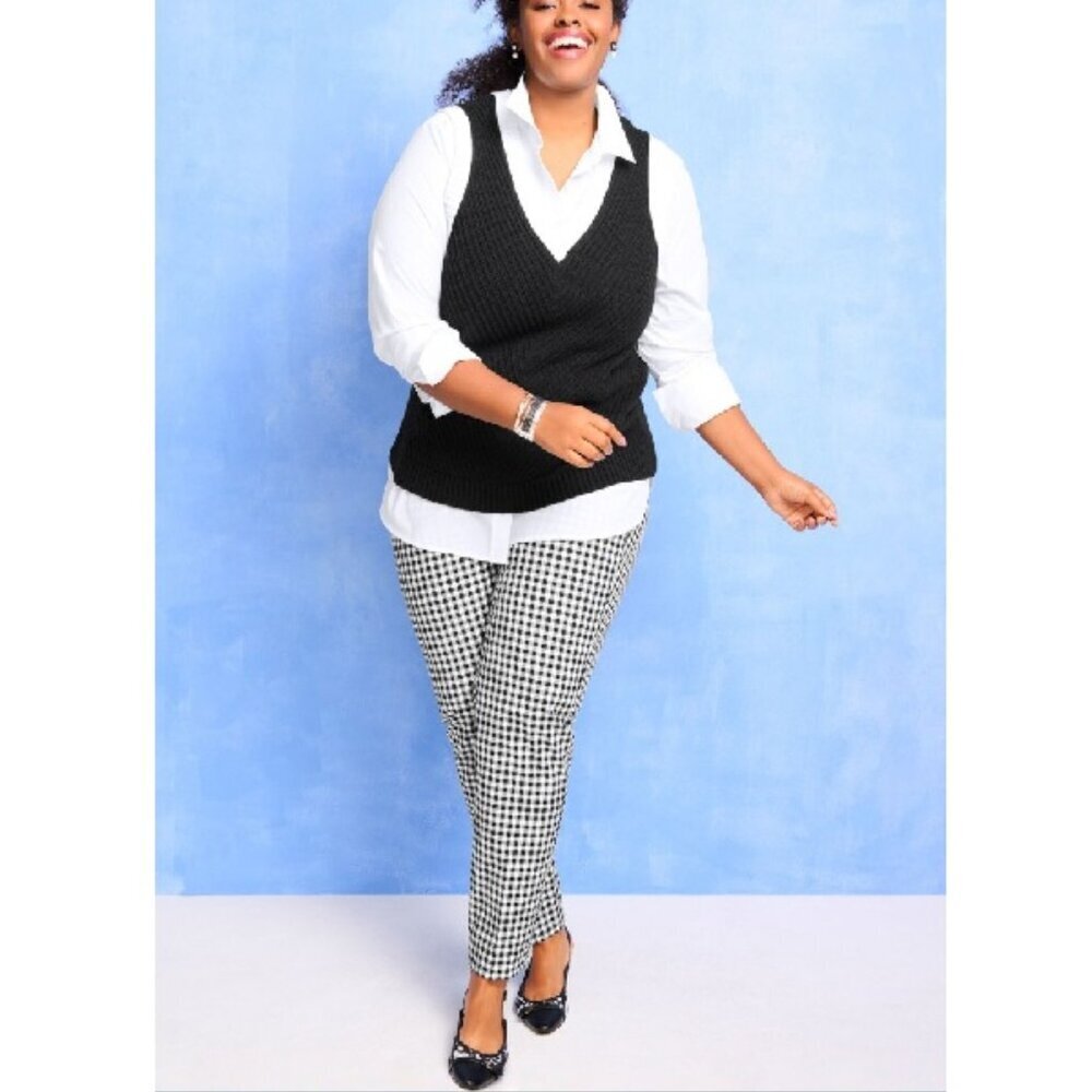 J. Jill Essential Cotton-Stretch Gingham Plaid Everyday Pull On Pants 16P